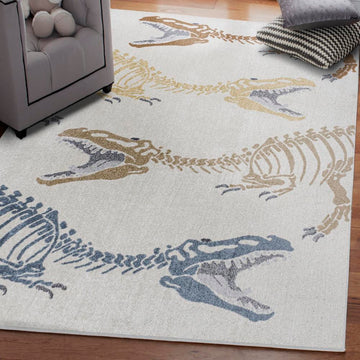 Kingdarr T-rex Modern Kids Machine-washable Area Rug